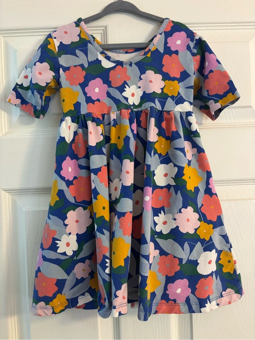 Hanna Andersson Navy Floral Pocket Dress with Multi-Colored Blooms